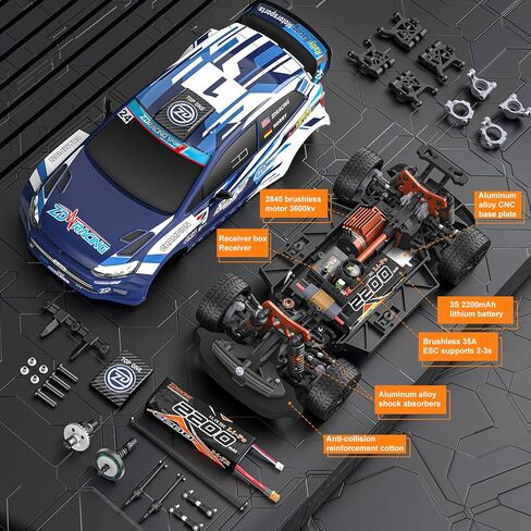ZD Racing 1/12 سيارات RC سريعة للبالغين، سيارة انجراف RC بدون فرش بحد أقصى 50 ميل في الساعة مع جيروسكوب، سيارات رالي RC عالية السرعة 4WD RTR، مع سيارة تحكم عن بعد 3S 2200 مللي أمبير في الساعة للبالغين باللون الأزرق in Kuwait
