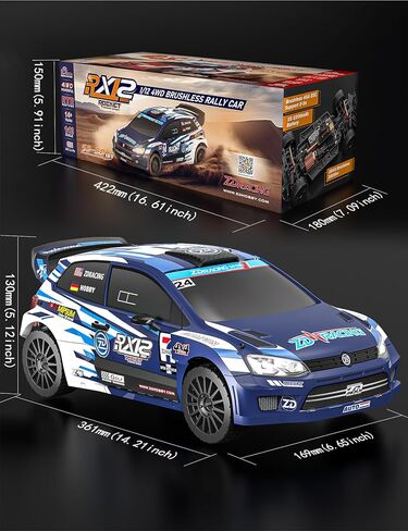ZD Racing 1/12 سيارات RC سريعة للبالغين، سيارة انجراف RC بدون فرش بحد أقصى 50 ميل في الساعة مع جيروسكوب، سيارات رالي RC عالية السرعة 4WD RTR، مع سيارة تحكم عن بعد 3S 2200 مللي أمبير في الساعة للبالغين باللون الأزرق in Kuwait