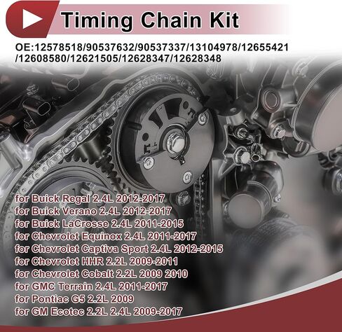 1 Set Engine Timing Chain Kit for GM Ecotec 2.2L 2.4L for Chevrolet Captiva Sport Equinox HHR Cobalt for Buick Regal Verano LaCrosse 2.4L No.12608580/12621505 in Saudi Arabia