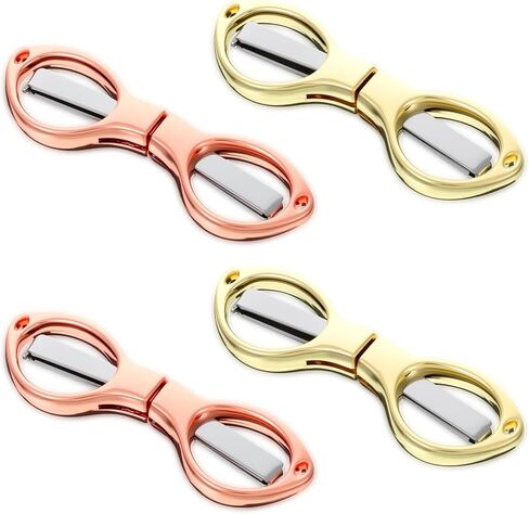 4 Pcs Folding Scissors Portable Mini Travel Scissors Shaped Mini Shear Telescopic Cutter Anti Rust Stainless Steel Scissor for Fishing Sewing Crafting Home Office Paper Travel (Rose Gold and Gold) in Saudi Arabia