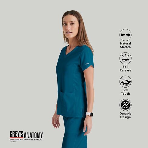 BARCO Grey's Anatomy Scrubs - بلوزة Cora Scrub للنساء، رقبة متقاطعة على شكل حرف V، سترة علوية نسائية فائقة النعومة من الخلف in Kuwait