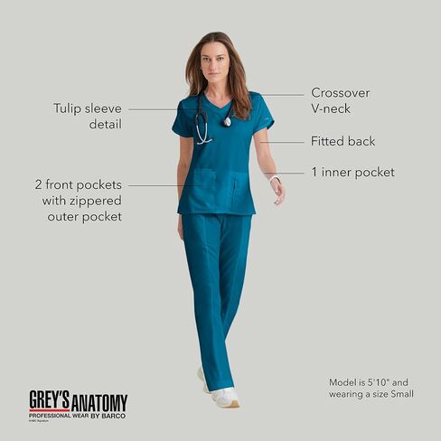 BARCO Grey's Anatomy Scrubs - بلوزة Cora Scrub للنساء، رقبة متقاطعة على شكل حرف V، سترة علوية نسائية فائقة النعومة من الخلف in Kuwait