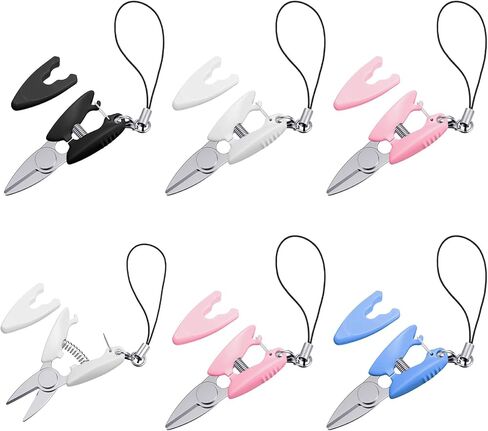 6 Pcs Tiny Scissors with Cover for Travel, Mini Small Compact Yarn Keychain Scissors, Mini Scissor - Small Sharp Scissor All Purpose Portable Snips for Sewing, Crafts, and Yarn, 4 Colors in Saudi Arabia