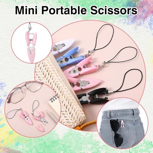 6 Pcs Tiny Scissors with Cover for Travel, Mini Small Compact Yarn Keychain Scissors, Mini Scissor - Small Sharp Scissor All Purpose Portable Snips for Sewing, Crafts, and Yarn, 4 Colors in Saudi Arabia