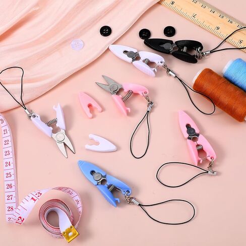 6 Pcs Tiny Scissors with Cover for Travel, Mini Small Compact Yarn Keychain Scissors, Mini Scissor - Small Sharp Scissor All Purpose Portable Snips for Sewing, Crafts, and Yarn, 4 Colors in Saudi Arabia
