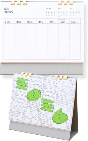 Small Desk Weekly Calendar 2026 Horizontal standing flip from Jan 2026 to Dec 2026 Eco-Friendly Paper-Ring Binding Made in Japan in Saudi Arabia