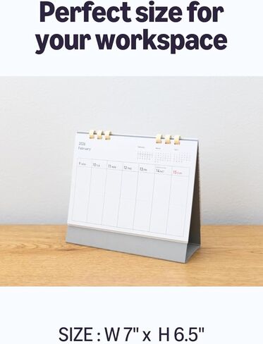 Small Desk Weekly Calendar 2026 Horizontal standing flip from Jan 2026 to Dec 2026 Eco-Friendly Paper-Ring Binding Made in Japan in Saudi Arabia