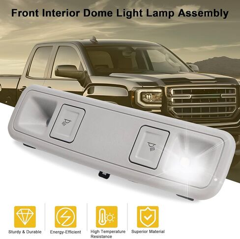 84398398 Front Interior Dome Light Lamp Assembly Fit for Cadillac Escalade Chevrolet Silverado/Suburban/Tahoe/Volt GMC Sierra/Yukon 2014-2020, Replace# 23155119 23487171 84407747 - GRAY in Kuwait