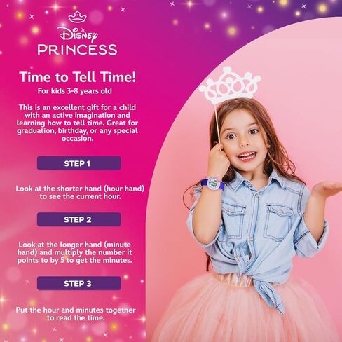 Disney Princess Tween Stainless Steel Analog Quartz Watch in Kuwait