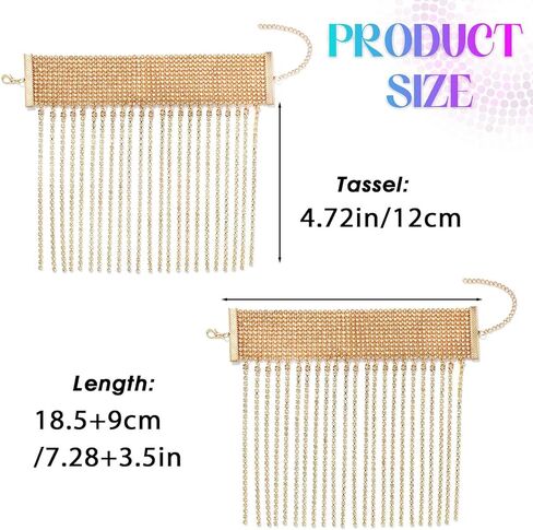 ELABEST Rhinestone Ankle Bracelets Crystal Tassel Anklet 2pcs Glitter Tennis Foot Chain Wedding Jewelry Accessories For Women and Girls in Kuwait