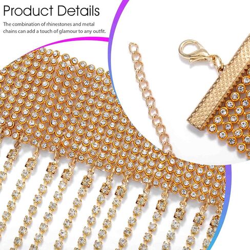 ELABEST Rhinestone Ankle Bracelets Crystal Tassel Anklet 2pcs Glitter Tennis Foot Chain Wedding Jewelry Accessories For Women and Girls in Kuwait