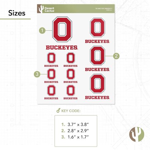 Desert Cactus The Ohio State University OSU Buckeyes Stickers Vinyl Decals Laptop Water Bottle Car Scrapbook 11.38x8.98 Sheet T3 (Type 3-2) in Saudi Arabia
