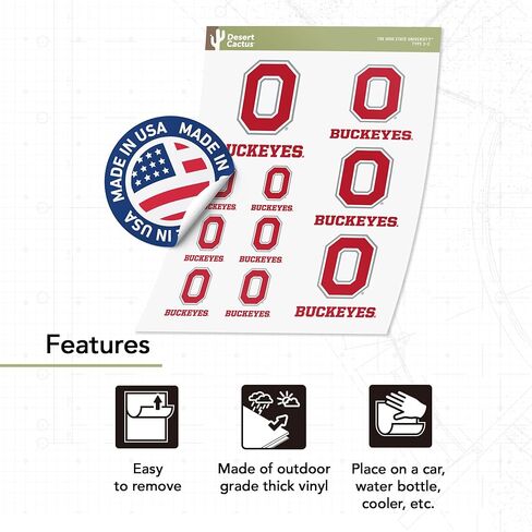 Desert Cactus The Ohio State University OSU Buckeyes Stickers Vinyl Decals Laptop Water Bottle Car Scrapbook 11.38x8.98 Sheet T3 (Type 3-2) in Saudi Arabia