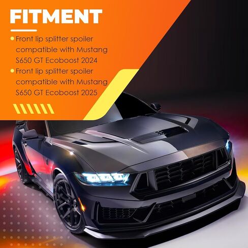 جناح مقسم الشفاه الأمامي متوافق مع موستانج S650 GT Ecoboost 2024 2025 3 قطع مفسد الذقن مقسم الناشر حامي أسود غير لامع من بلاستيك ABS in Saudi Arabia