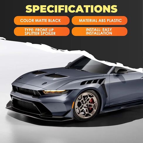 جناح مقسم الشفاه الأمامي متوافق مع موستانج S650 GT Ecoboost 2024 2025 3 قطع مفسد الذقن مقسم الناشر حامي أسود غير لامع من بلاستيك ABS in Saudi Arabia