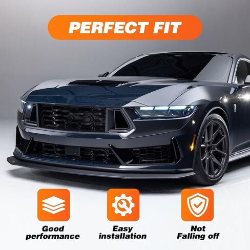 جناح مقسم الشفاه الأمامي متوافق مع موستانج S650 GT Ecoboost 2024 2025 3 قطع مفسد الذقن مقسم الناشر حامي أسود غير لامع من بلاستيك ABS in Saudi Arabia