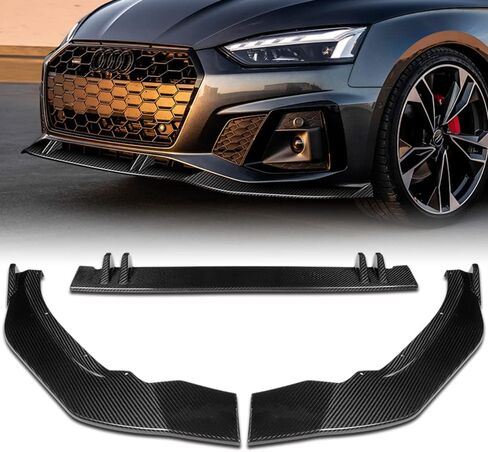 Q1-TECH, Front Bumper Lip fit for Compatible with 2020-2022 Audi A5 / A5 Sportback / S5 / S5 Sportback, Front Bumper Lip Spoiler Air Chin Body Kit Splitter, Real Carbon Fiber, STP-Style, 2021 in Saudi Arabia