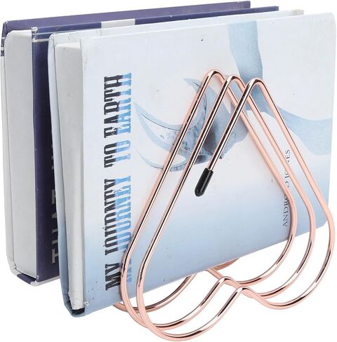 Heart Shaped Bookshelf, Metal File Organizer Book Holder Desk Paper Organizer Desk Book Storage Rack for Craft Supplies Decoration (Rose Gold) in Saudi Arabia