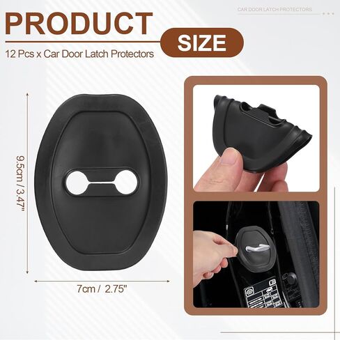uxcell 12pcs Silicone Car Door Latch Protective Cover, High Elasticity Silent Shock Absorption Lock Accessories for Women Men Black in Saudi Arabia