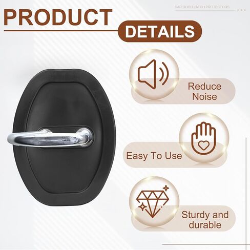 uxcell 12pcs Silicone Car Door Latch Protective Cover, High Elasticity Silent Shock Absorption Lock Accessories for Women Men Black in Saudi Arabia