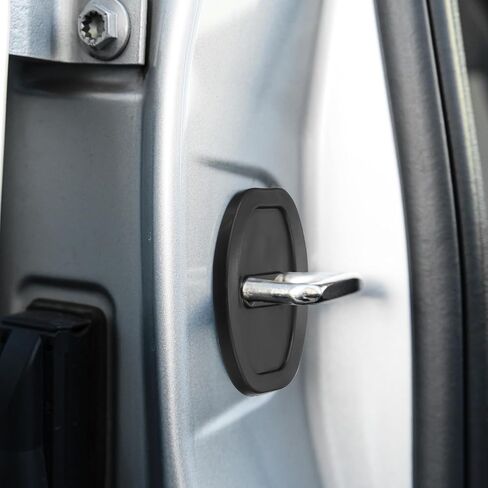uxcell 12pcs Silicone Car Door Latch Protective Cover, High Elasticity Silent Shock Absorption Lock Accessories for Women Men Black in Saudi Arabia