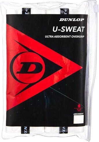Dunlop Sports U-Sweat Tennis/Squash/Badminton/Padel OVERGRIP (3-Pack, 12-Pack, 30-Pack Roll) (Black & White Colors) (Super Absorbent, Moisture Wicking Construction, Comfortable, Cushioned Surface) in Saudi Arabia