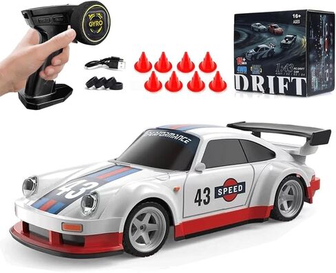 1:43 Scale Mini RC Drift Car with LED Lights, Electric 2.4G Remote Control Racing Car Full Proportional 15KM/H High-Speed Vehicle for Hobbyists & Adults -RTR Gyro Version in Saudi Arabia