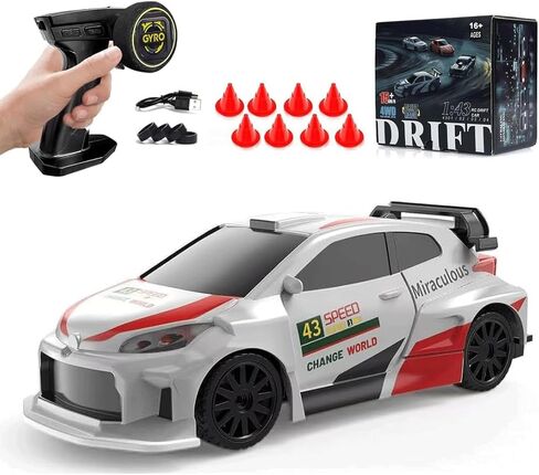 1:43 Scale Mini RC Drift Car with LED Lights, Electric 2.4G Remote Control Racing Car Full Proportional 15KM/H High-Speed Vehicle for Hobbyists & Adults -RTR Gyro Version in Saudi Arabia