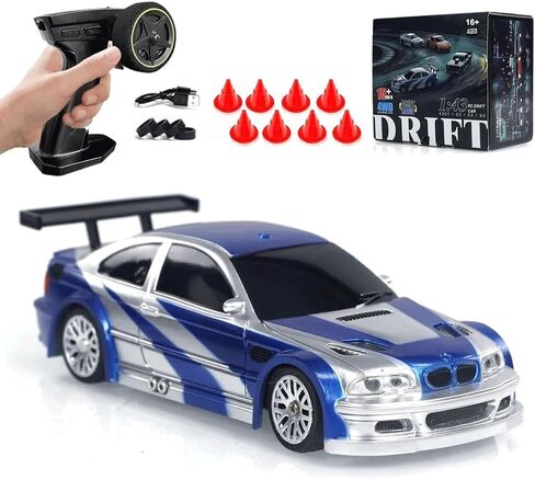 1:43 Scale Mini RC Drift Car with LED Lights, Electric 2.4G Remote Control Racing Car Full Proportional 15KM/H High-Speed Vehicle for Hobbyists & Adults -RTR Gyro Version in Saudi Arabia