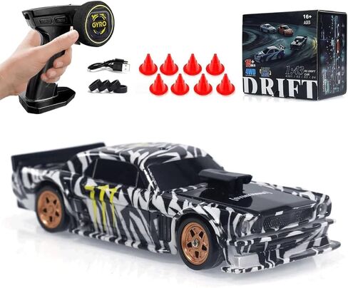 سيارة انجراف صغيرة تعمل بالتحكم عن بعد بمقياس 1:43 مع أضواء LED، سيارة سباق كهربائية تعمل بالتحكم عن بعد 2.4 جيجا هرتز بنسب كاملة 15 كم/ساعة عالية السرعة للهواة والكبار - إصدار جيروسكوبي RTR in Kuwait