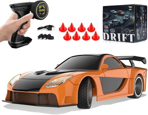 1:43 Scale Mini RC Drift Car with LED Lights, Electric 2.4G Remote Control Racing Car Full Proportional 15KM/H High-Speed Vehicle for Hobbyists & Adults -RTR Gyro Version in Saudi Arabia