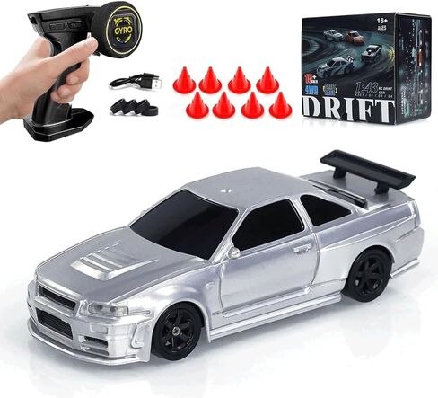 1:43 Scale Mini RC Drift Car with LED Lights, Electric 2.4G Remote Control Racing Car Full Proportional 15KM/H High-Speed Vehicle for Hobbyists & Adults -RTR Gyro Version in Saudi Arabia