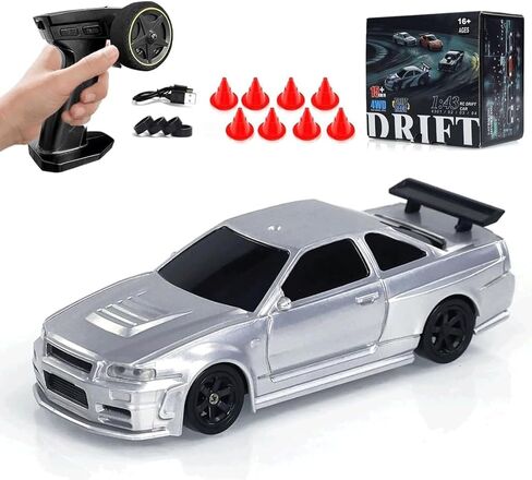 1:43 Scale Mini RC Drift Car with LED Lights, Electric 2.4G Remote Control Racing Car Full Proportional 15KM/H High-Speed Vehicle for Hobbyists & Adults -RTR Gyro Version in Saudi Arabia