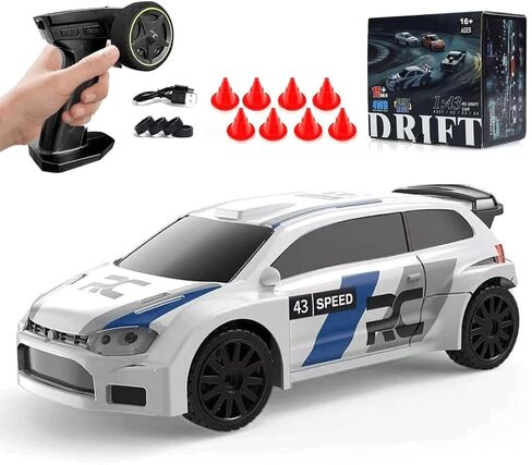 1:43 Scale Mini RC Drift Car with LED Lights, Electric 2.4G Remote Control Racing Car Full Proportional 15KM/H High-Speed Vehicle for Hobbyists & Adults -RTR Gyro Version in Saudi Arabia