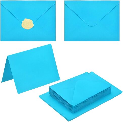 PATIKIL 50Pack Orange 4x6 Blank Cards and Envelopes, V Flap A6 Envelopes with Cardstock & Gold Stickers Small for Greeting Cards Wedding Greeting Birthday Invitations Letter Mailing in Saudi Arabia