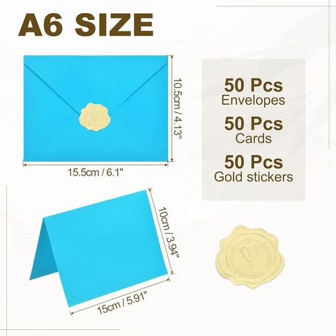 PATIKIL 50Pack Orange 4x6 Blank Cards and Envelopes, V Flap A6 Envelopes with Cardstock & Gold Stickers Small for Greeting Cards Wedding Greeting Birthday Invitations Letter Mailing in Saudi Arabia