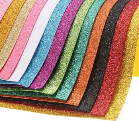 uxcell 5 Pack Yellow Glitters Foam Sheets, 8 x 12 Inch Sparkle EVA Foam Sheets Thin Foam Paper for Crafting, DIY Project, Classroom, Scrapbooking (1.5mm Thick) in Saudi Arabia