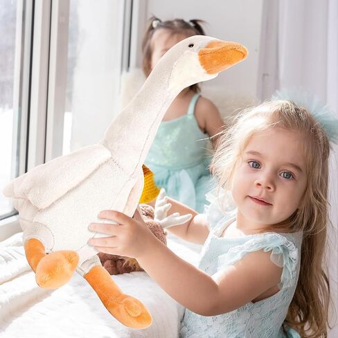 One Silly Goose Stuffed Animal, Soft Smooth Goose Plush Toys, Cute Duck Stuffed Animal Hugging Pillow, Swan Plush Gifts for Kids Adults (White-23.6INCH) in Saudi Arabia
