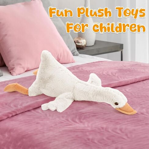 One Silly Goose Stuffed Animal, Soft Smooth Goose Plush Toys, Cute Duck Stuffed Animal Hugging Pillow, Swan Plush Gifts for Kids Adults (White-23.6INCH) in Saudi Arabia