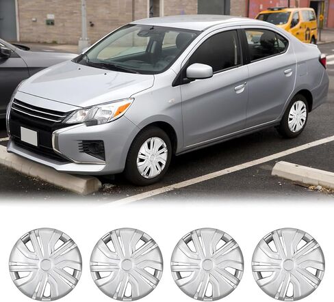 14 Inch Hubcaps Wheel Covers for 2014-2025 Mitsubishi Mirage, R14 Wheel Rims Covers Hub Caps Snap-on Car, PP Material, Set of 4, Silver Lacquer in Kuwait