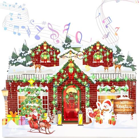Christmas Card with Lights and Music,3D Pop Up Christmas Gift Greeting Card with Envelopes,Plays 3 Melody with Matching Flashing Lights in Saudi Arabia