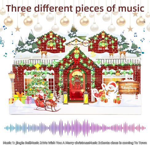 Christmas Card with Lights and Music,3D Pop Up Christmas Gift Greeting Card with Envelopes,Plays 3 Melody with Matching Flashing Lights in Saudi Arabia