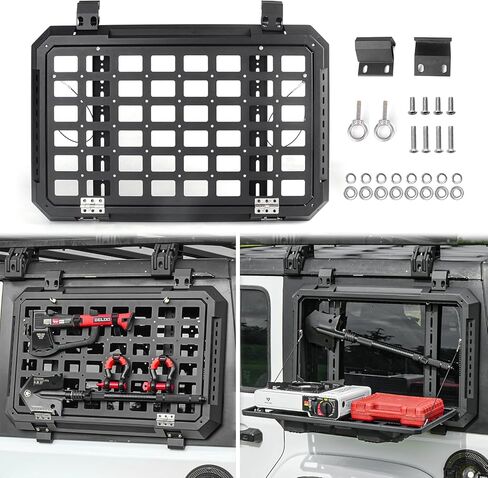 مجموعة لوحة مولي متعددة الوظائف للنافذة الخلفية لـ 2018-2024 Jeep Wrangler JL & JLU 4 أبواب قابلة للفتح منصة مولي تكتيكية للأدوات (2025 أحدث طراز مطور) in Kuwait