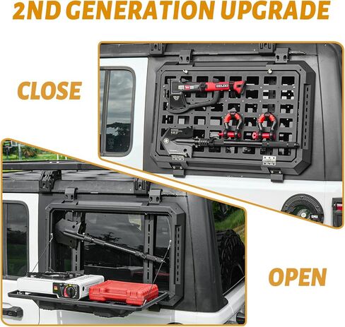 مجموعة لوحة مولي متعددة الوظائف للنافذة الخلفية لـ 2018-2024 Jeep Wrangler JL & JLU 4 أبواب قابلة للفتح منصة مولي تكتيكية للأدوات (2025 أحدث طراز مطور) in Kuwait
