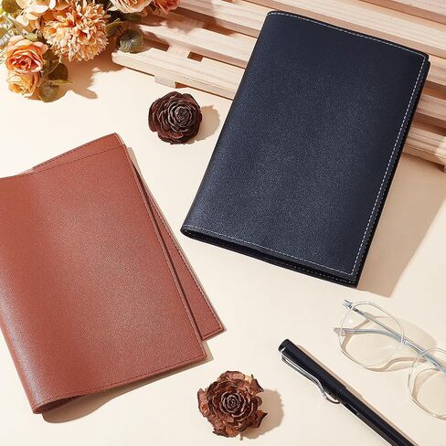 WEBEEDY 4 Pcs Leather Journal Cover Fit for A5 Journals Hardcover Sketchbook,Refillable Leather Handmade Notebook Cover Vintage Book Protector Book Lovers Gifts,5.8x8.3 Inch/15x21cm(Black & Brown) in Saudi Arabia