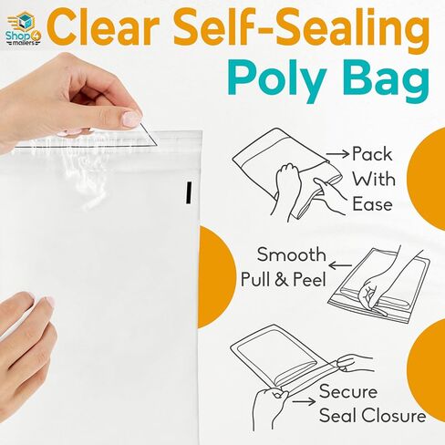Shop4Mailers 7.5 × 10.5 أكياس بولي بلاستيكية شفافة 1.5 مل تغليف ذاتي الغلق للملابس والمجوهرات والمستندات والمطبوعات والهدايا والتخزين - قابلة للإغلاق - عبوة من 2000 in Saudi Arabia