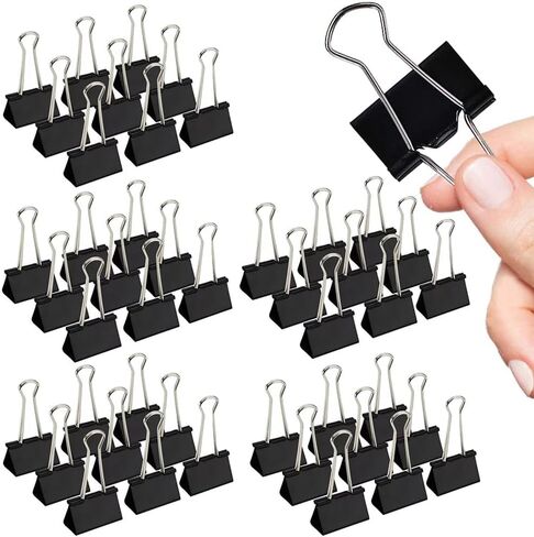 Small Binder Clips, 72 Pack, 3/4 Inch, Standard 19mm, Black, Fold Clamp, Capacity 0.31 Inch, Small Paper Clips, Office Clips, in Saudi Arabia