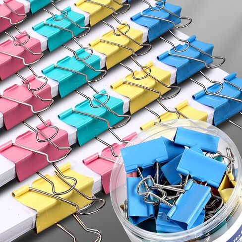 60-Pack Mini Binder Clips – Sturdy Metal Paper Clips with Stainless Steel Handle, Arc Corner Design, Ideal for Home, School & Office (Multicolor) in Saudi Arabia