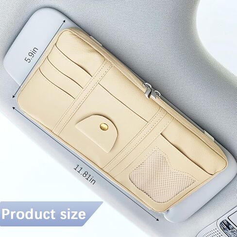 Car Sun Visor Organizer, Multi-Pocket Leather Vehicle Visor Storage Pouch & Sunglasses Holder, Auto Interior Document Card Holder with Double Zipper, Universal for Truck SUV Sedan (Navy Blue) in Saudi Arabia
