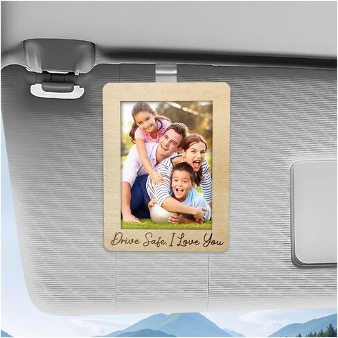 Car Visor Picture Frame, Wooden Photo Frame Automotive Sun Visor Clips for Family Members, Drive Safe Vehicle Personalized Decor Hanging Photo Holder for Fathers Day Gift (I Love You) in Kuwait